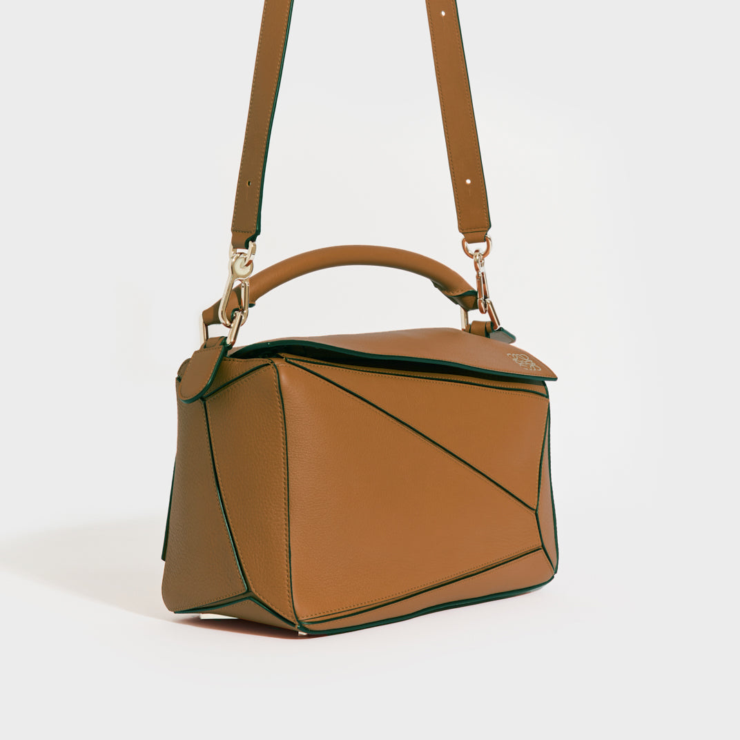 LOEWE Medium Puzzle Leather Bag in Light Tan COCOON