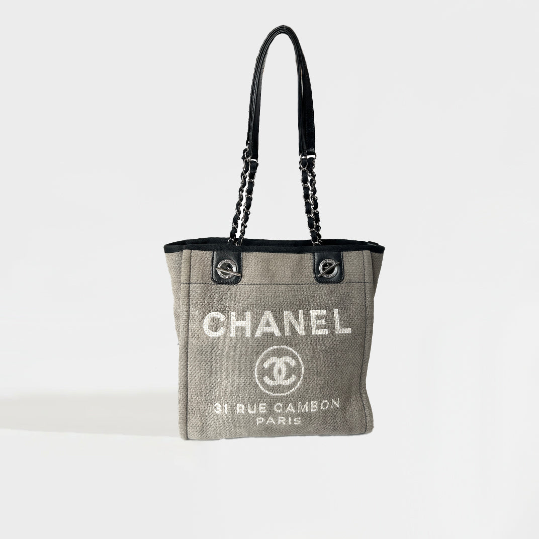 Chanel beach bag grey sale