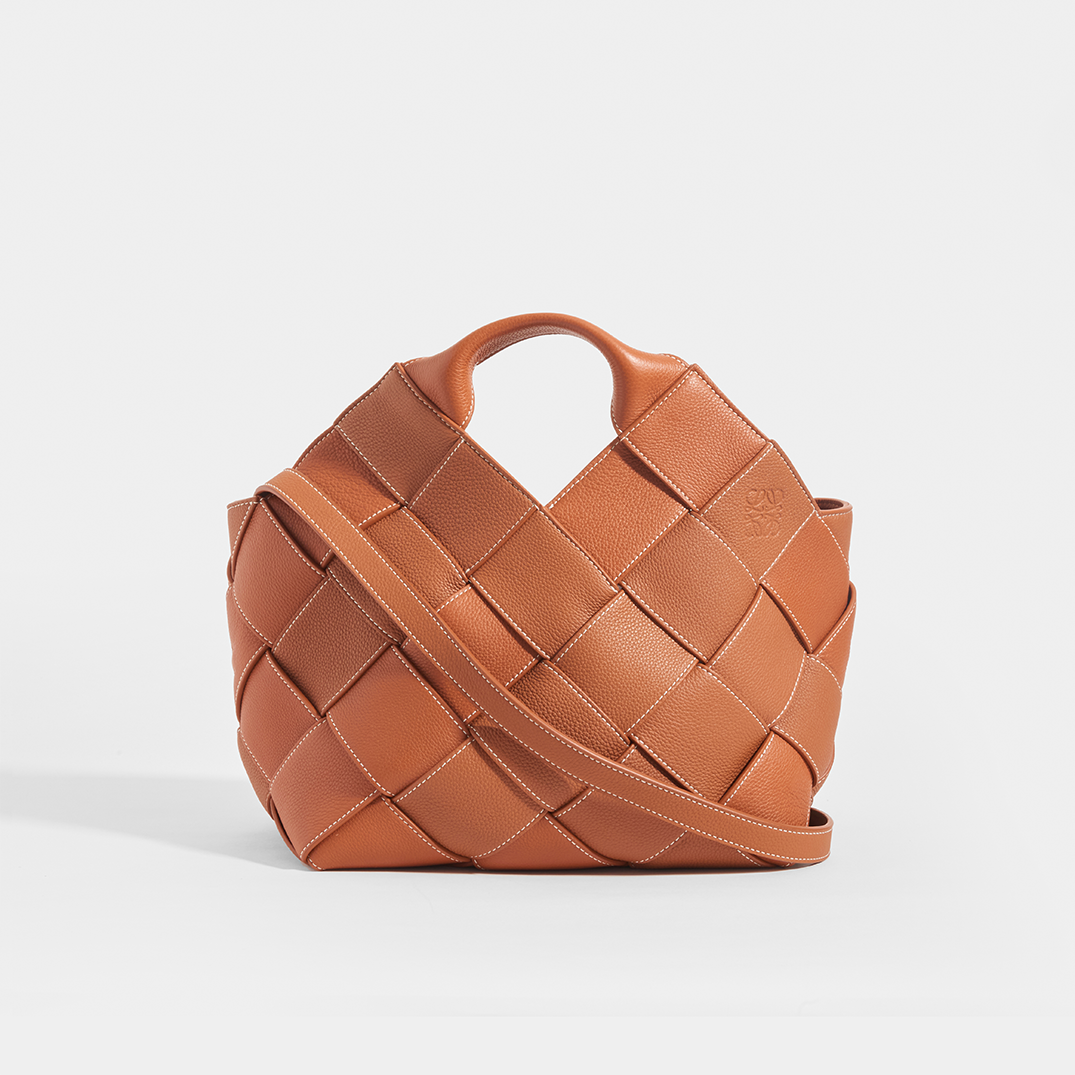 Loewe - Black Leather Woven Handle Bucket Bag