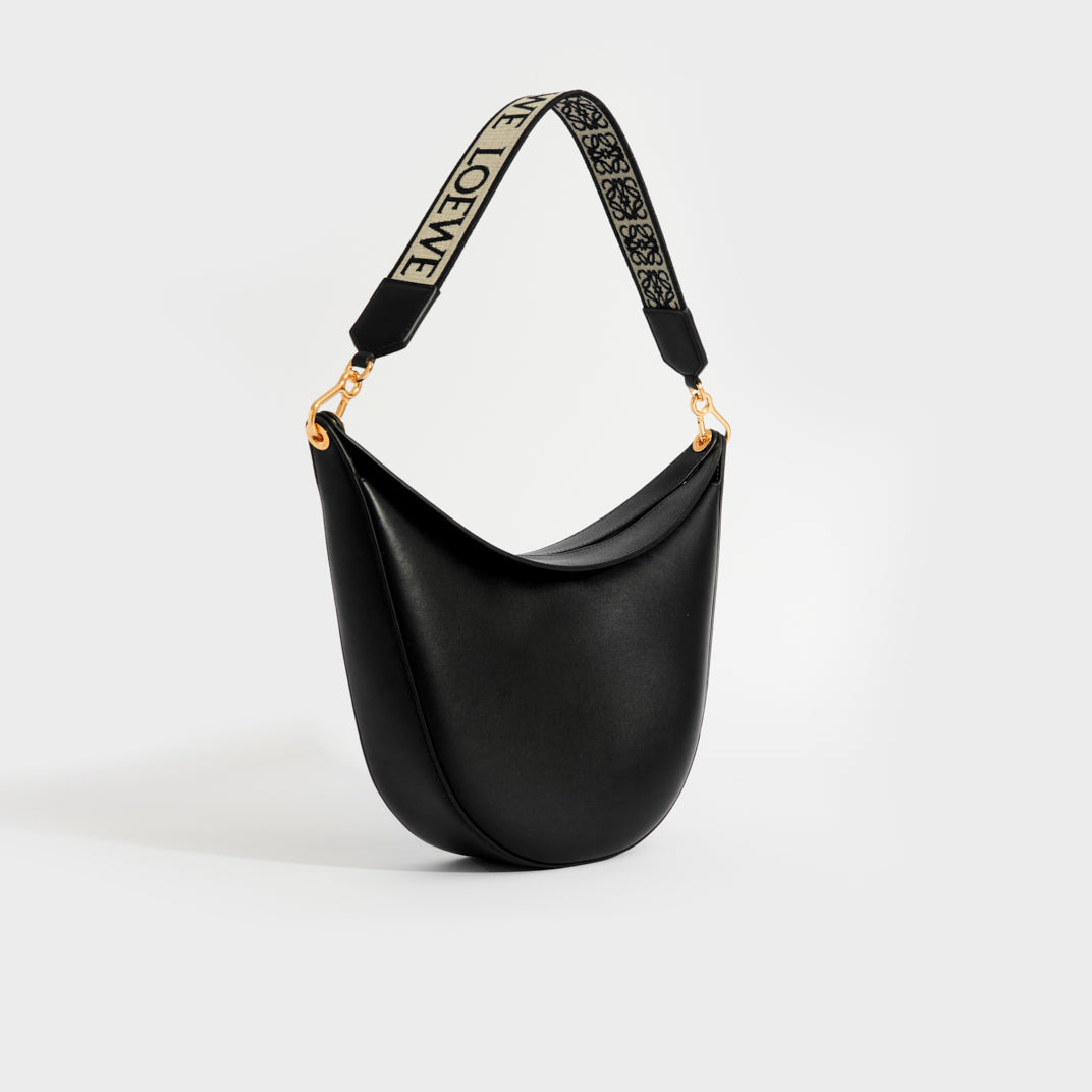 LOEWE Luna Leather Shoulder Bag in Black | COCOON