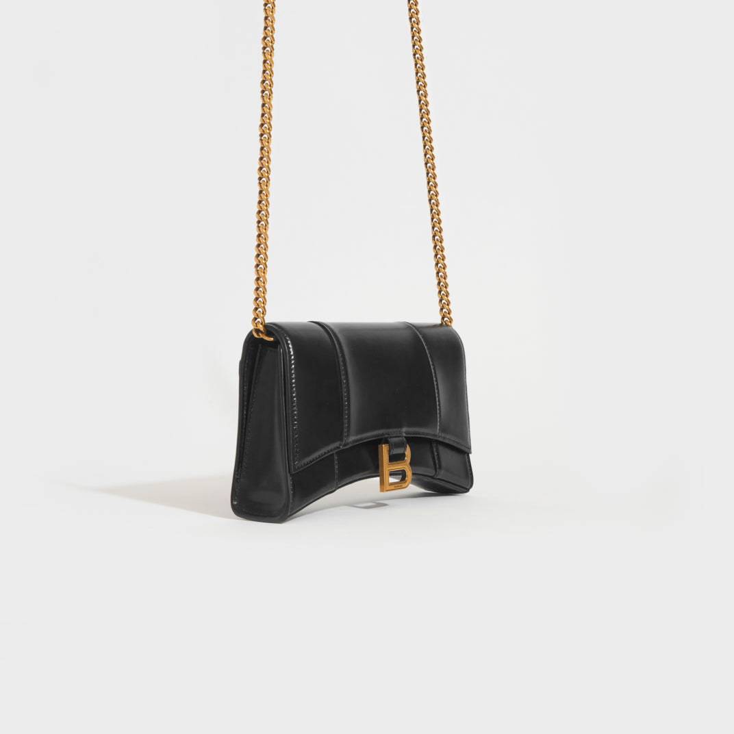 Balenciaga Hourglass Wallet on Chain Bag Black