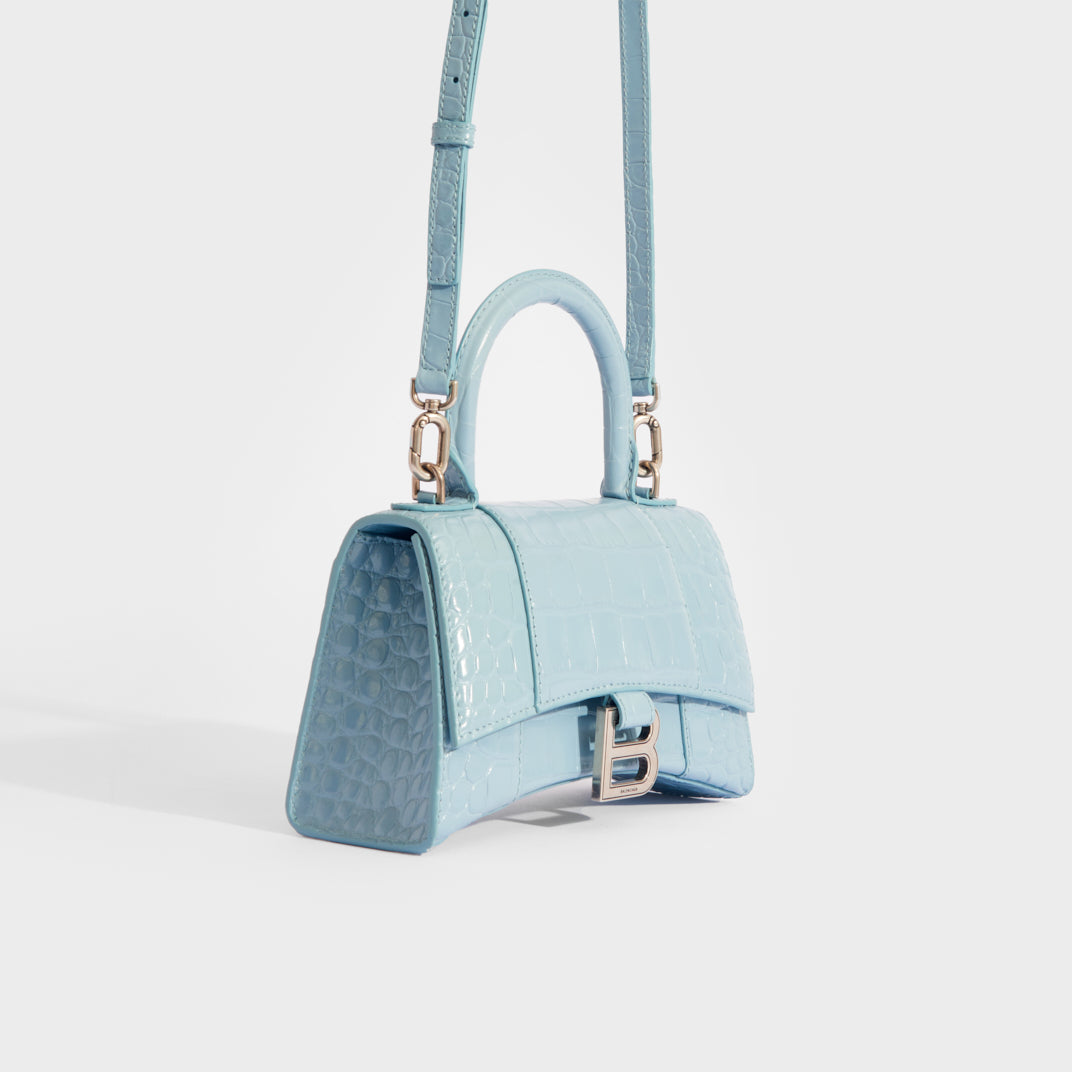 BALENCIAGA XS Hourglass Bag in Blue Grey | COCOON