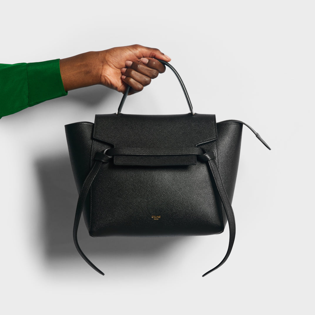 CELINE Nano Belt Bag in Grained Calfskin Leather Black