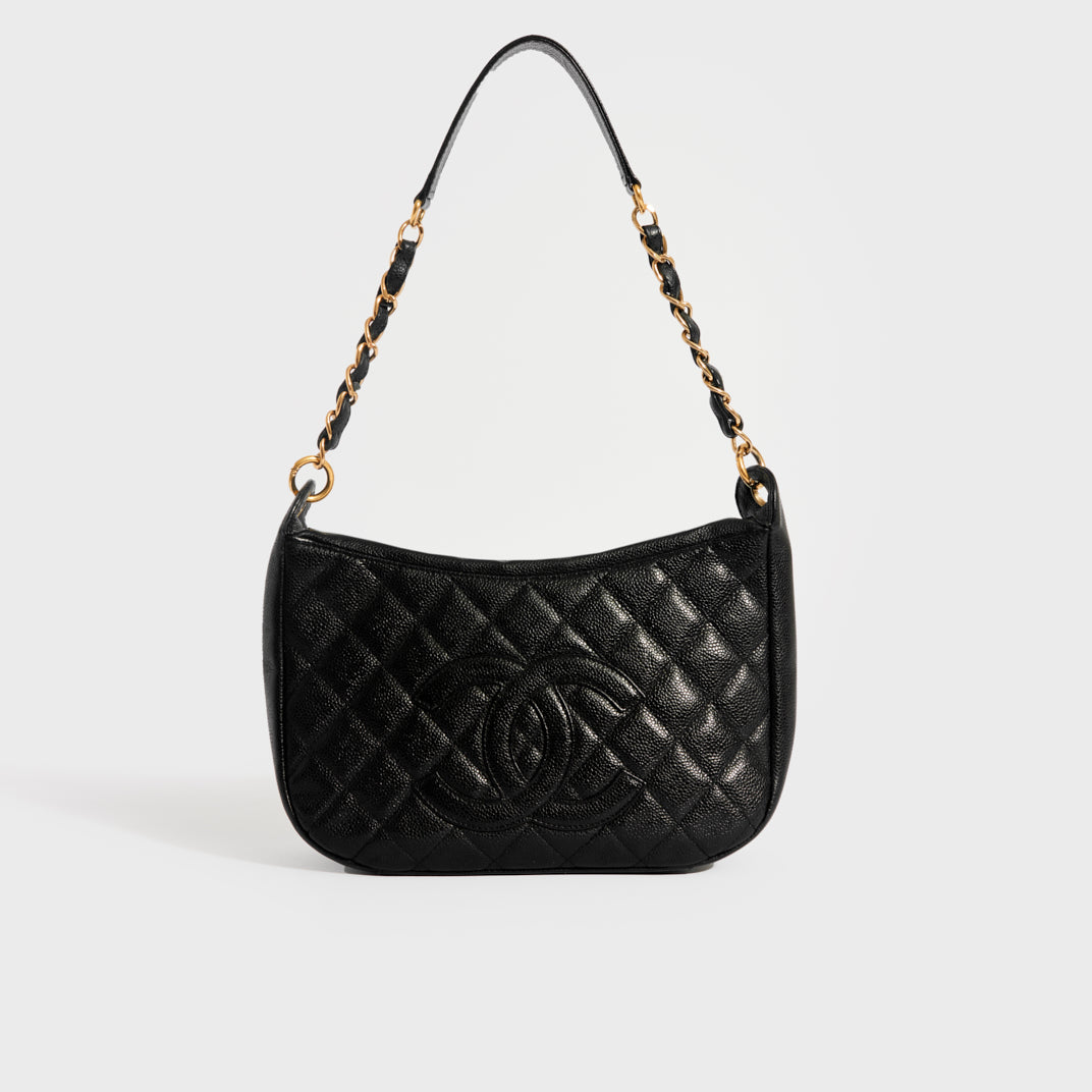 Chanel Hobo Chain Bag Caviar Leather Shoulder Bag Tote
