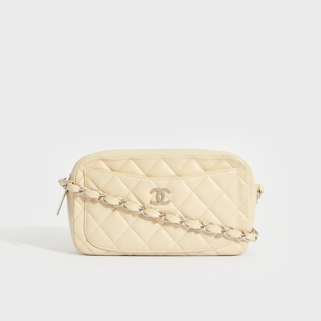 Chanel Camera Bag Small, White Smooth Calfskin, New in Box - Julia
