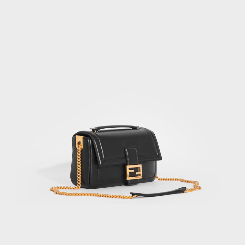 Fendi Baguette Chain Black Nappa Leather Bag - Kaialux