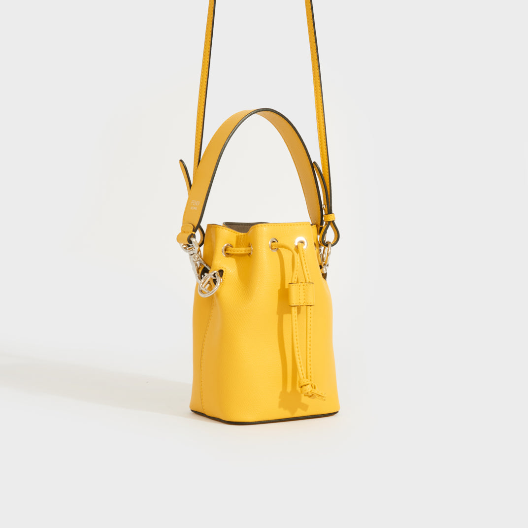 Mon Tresor Mini Leather Bucket Bag in Yellow - Fendi