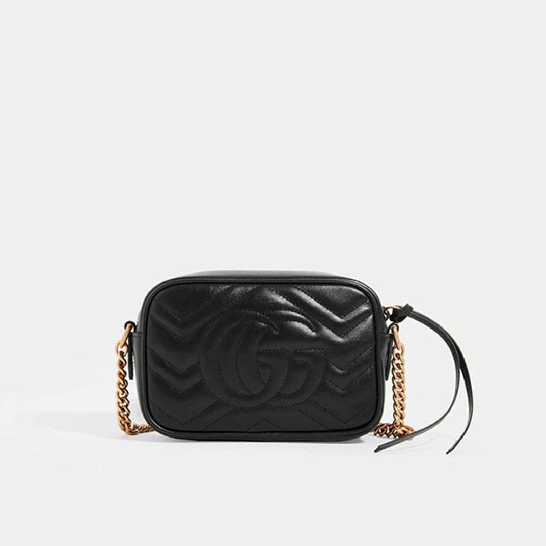 Gucci GG Marmont Small Matelassé Camera Bag - Black Crossbody