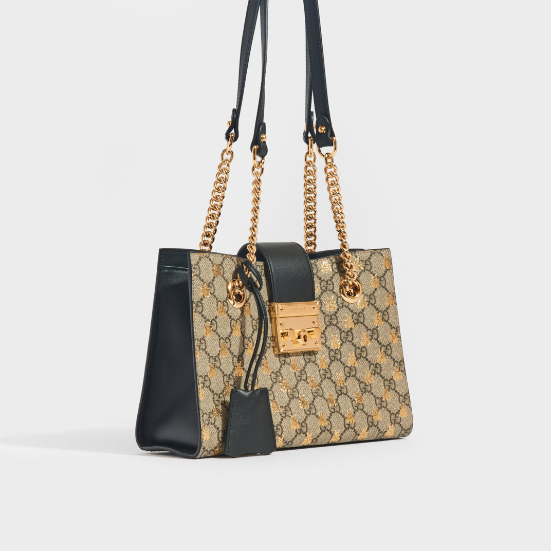 Beige Padlock small GG-Supreme canvas shoulder bag, Gucci