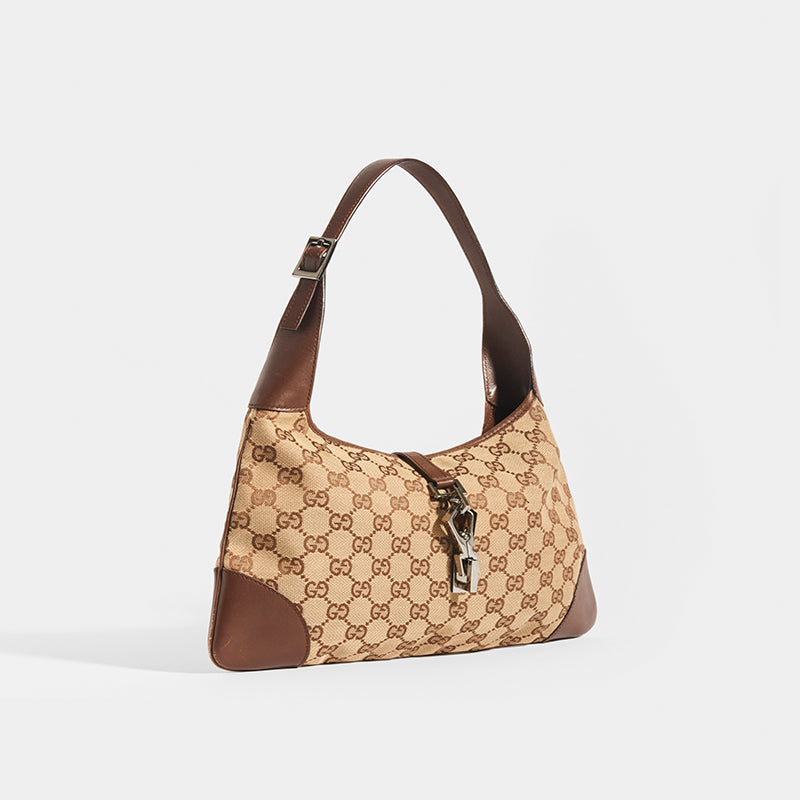 Gucci Vintage Jackie Backpack GG Canvas Medium Brown Light brown Leather  ref.764262 - Joli Closet
