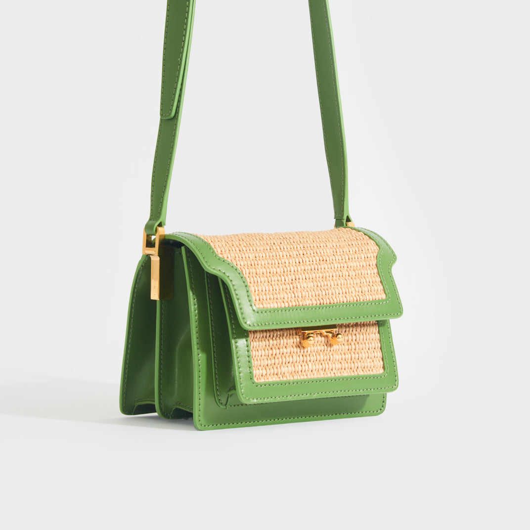 Marni Trunk Mini Leather Shoulder Bag - Green