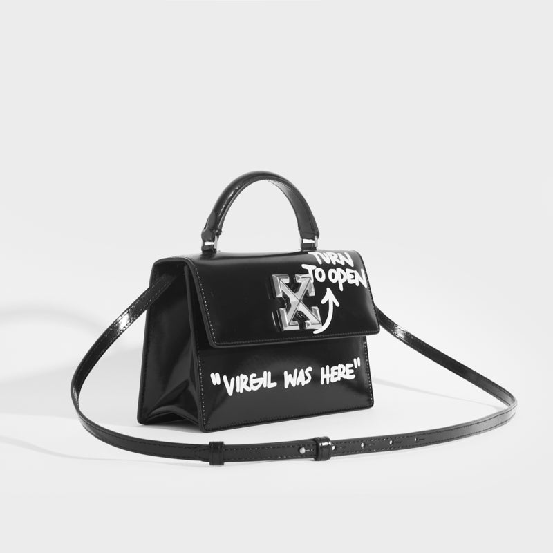 Off-White c/o Virgil Abloh Jitney 1.4 Graffiti - Black Handle Bags,  Handbags - WOWVA48098