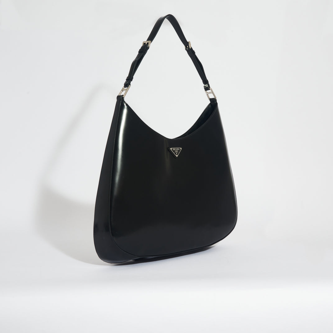 Cleo Large Shoulder Bag in Black Prada