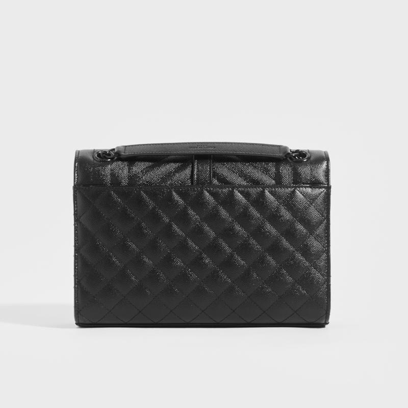 Saint Laurent Envelope Quilted Leather Chain Wallet Black / Black Hardware
