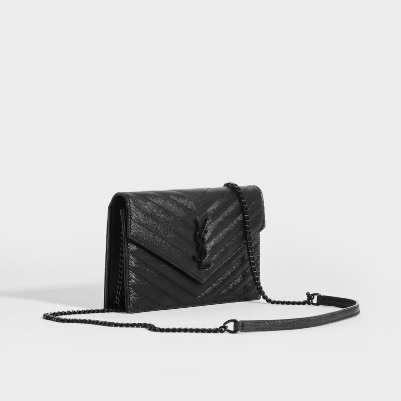 SAINT LAURENT: Monogram clutch in matelassé leather - Black
