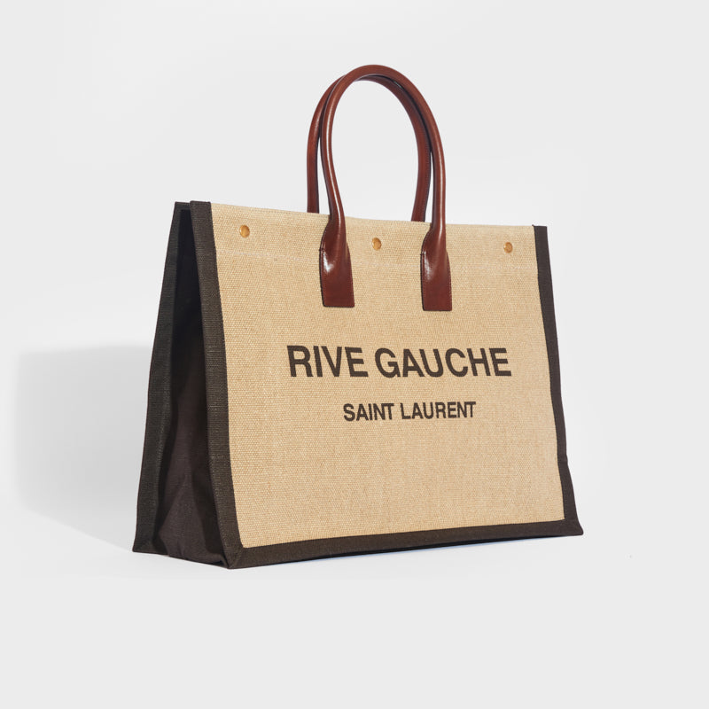 YSL original rive gauche tote canvas with leather handles shopper