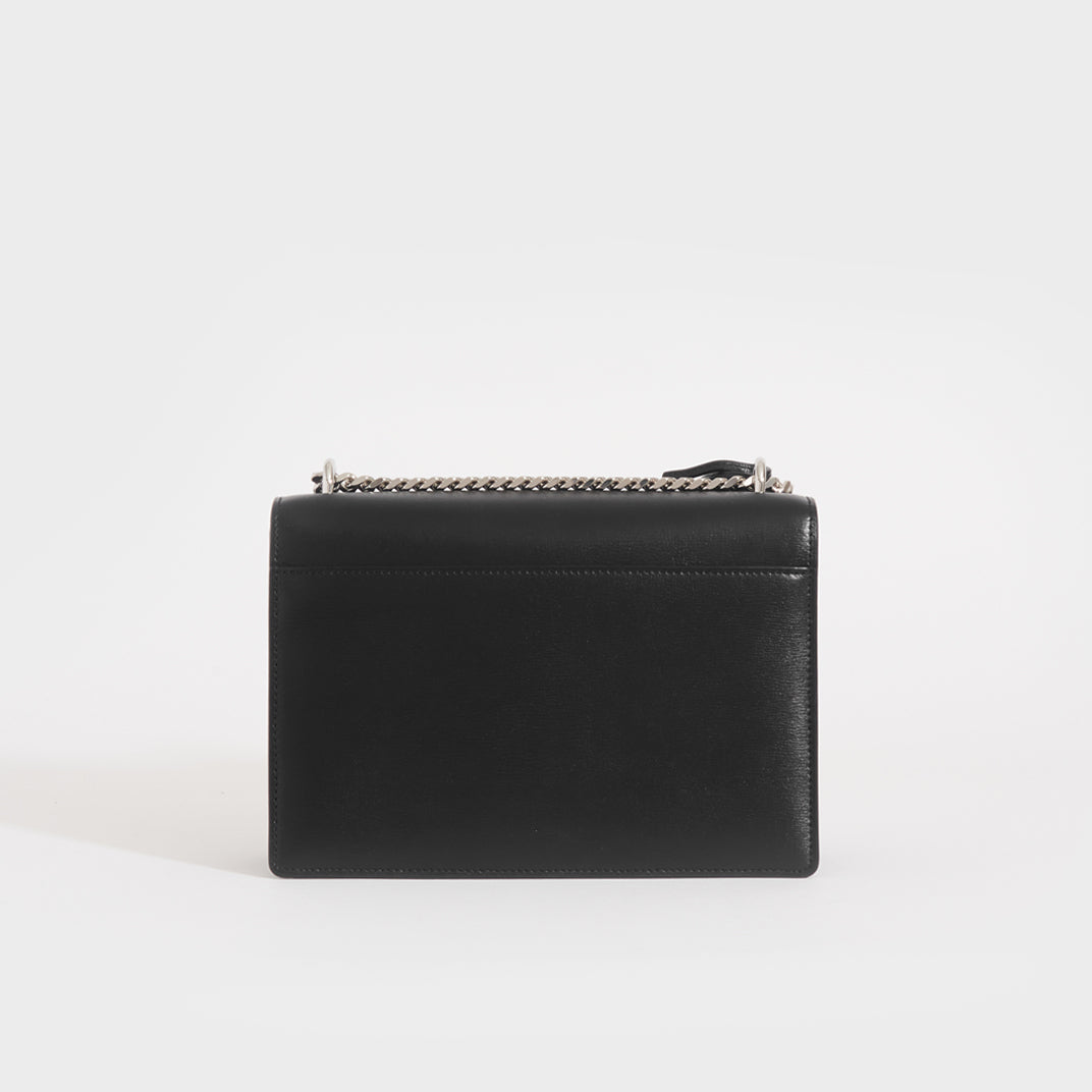 Saint Laurent Medium Sunset Calfskin Shoulder Bag Black Silver Hardware