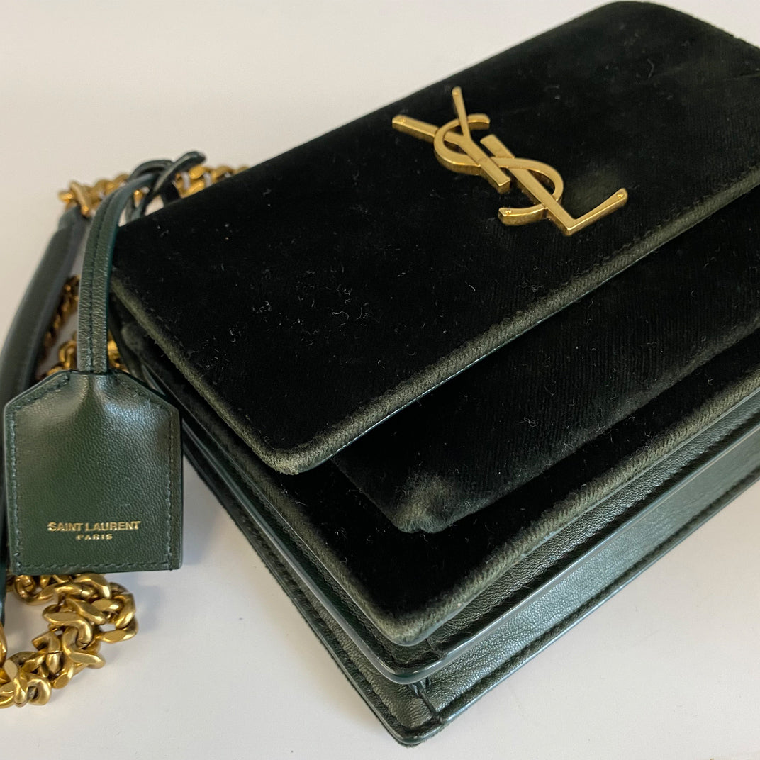 Green velvet store ysl bag