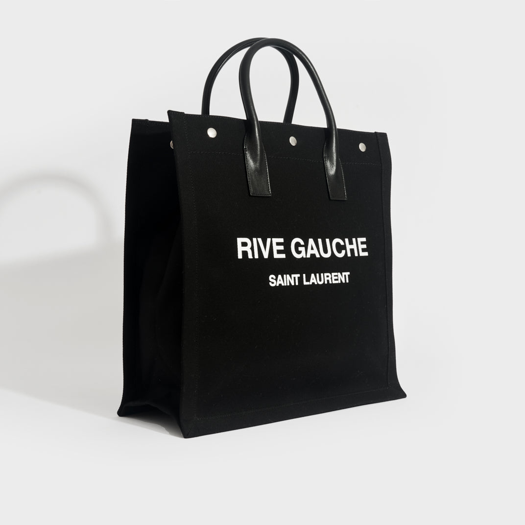 Black Rive Gauche small canvas tote bag, Saint Laurent