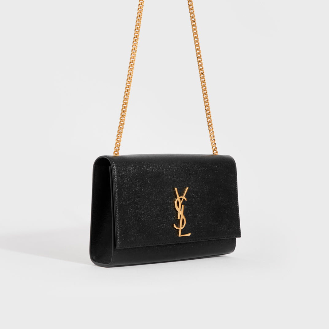 Saint Laurent Kate Shoulder Bag Small Black in Calfskin with Gold-tone - US