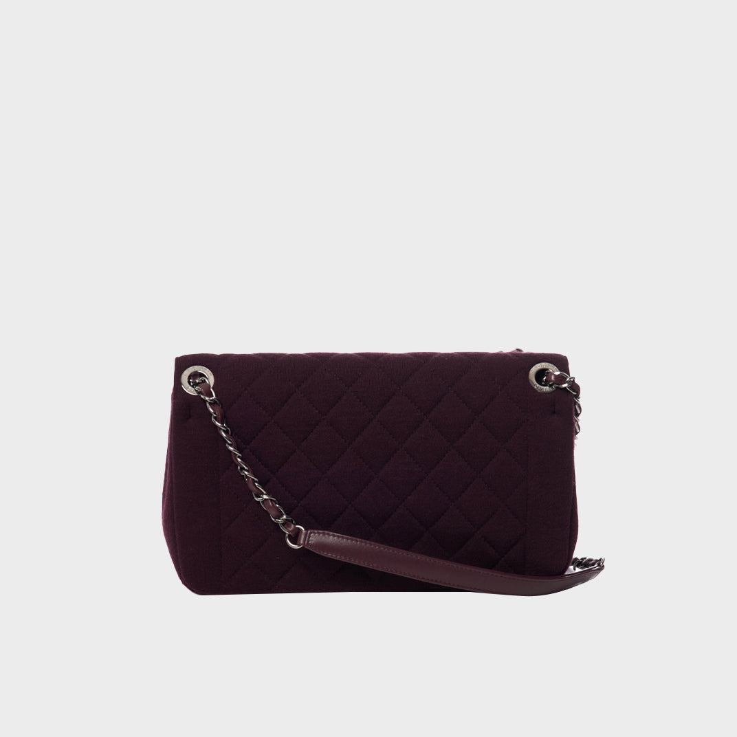 Small Flap Quilted Crossbody Bag in Purple Canvas