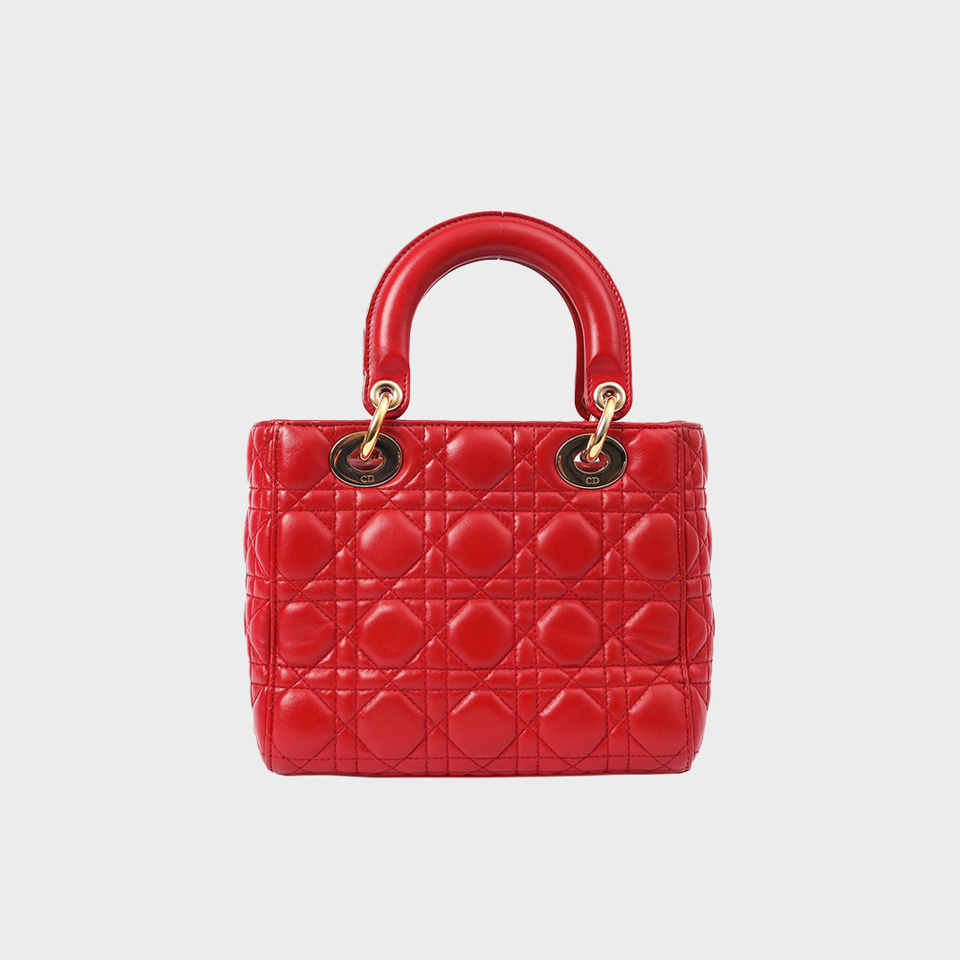 Small Lady Dior in Red Cannage Lambskin