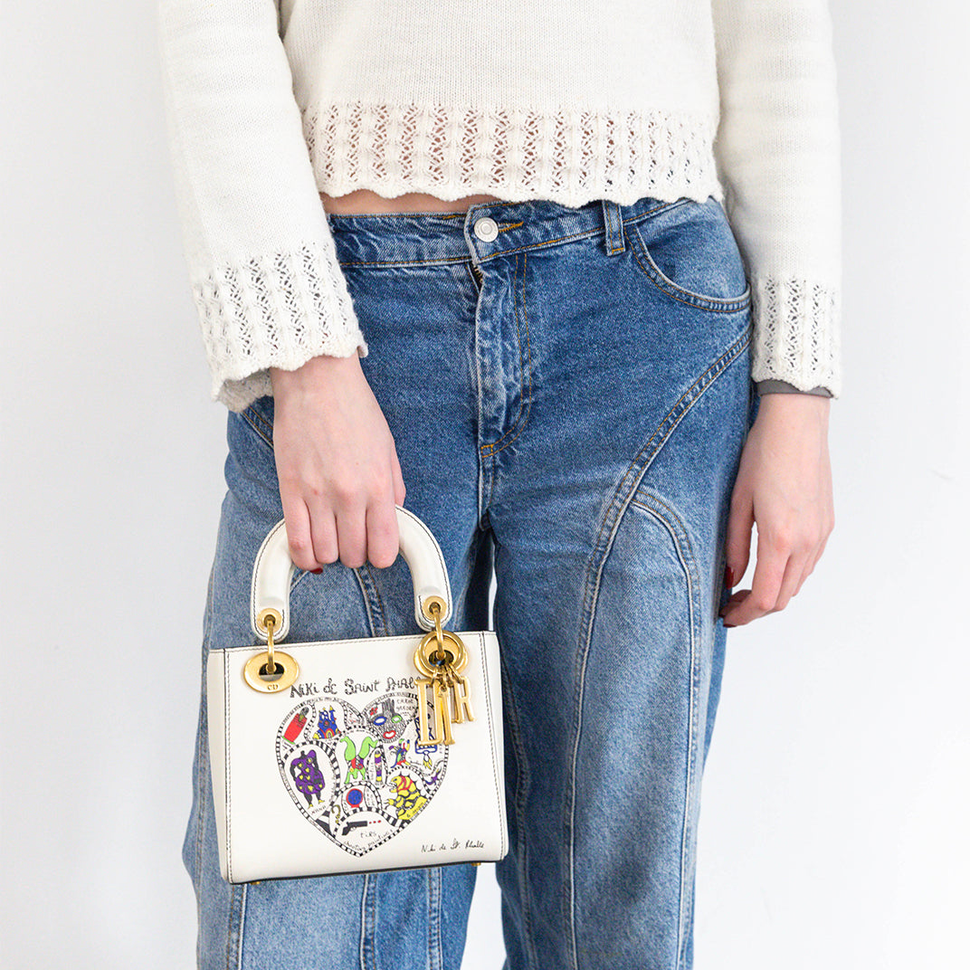 x Niki de Saint Phalle Mini Lady Dior in White Leather