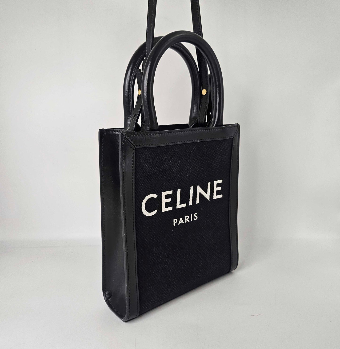 Mini Vertical Cabas Tote in Black Canvas [ReSale]