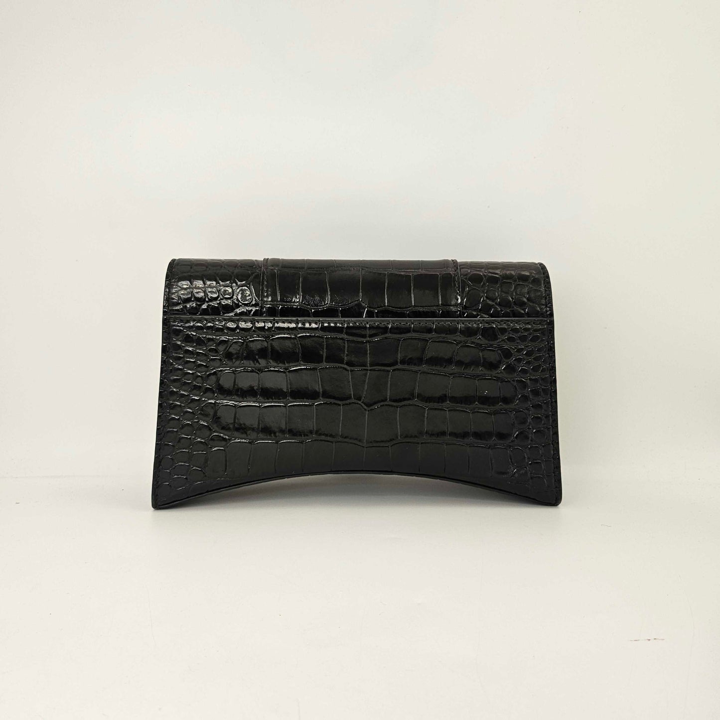 Hourglass Chain Bag in Black Shiny Crocodile Embossed Calfskin [ReSale]