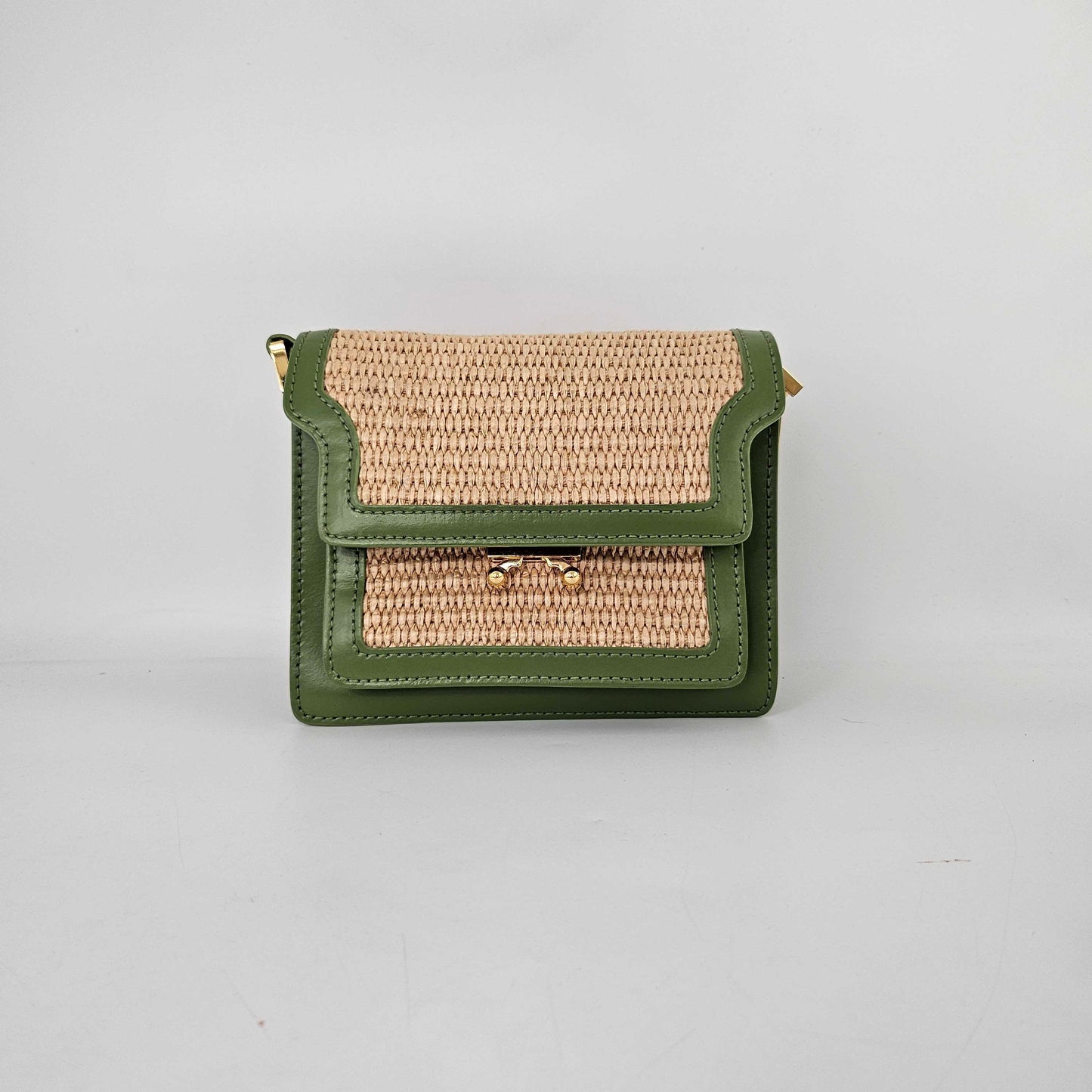 Mini Raffia Trunk Crossbody Bag in Green [ReSale]