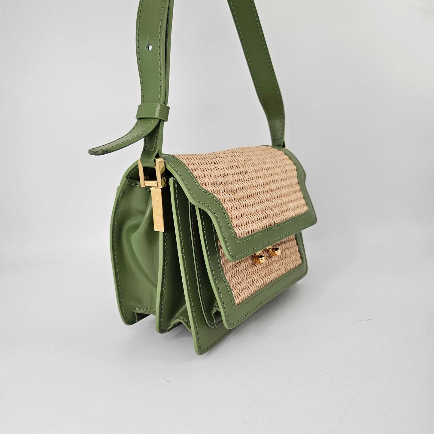 Mini Raffia Trunk Crossbody Bag in Green [ReSale]