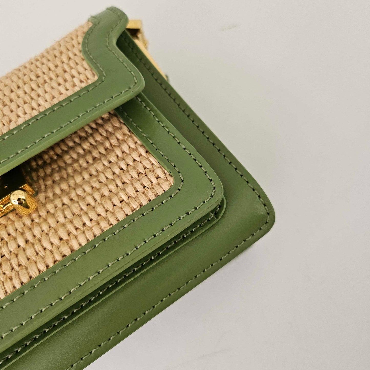 Mini Raffia Trunk Crossbody Bag in Green [ReSale]