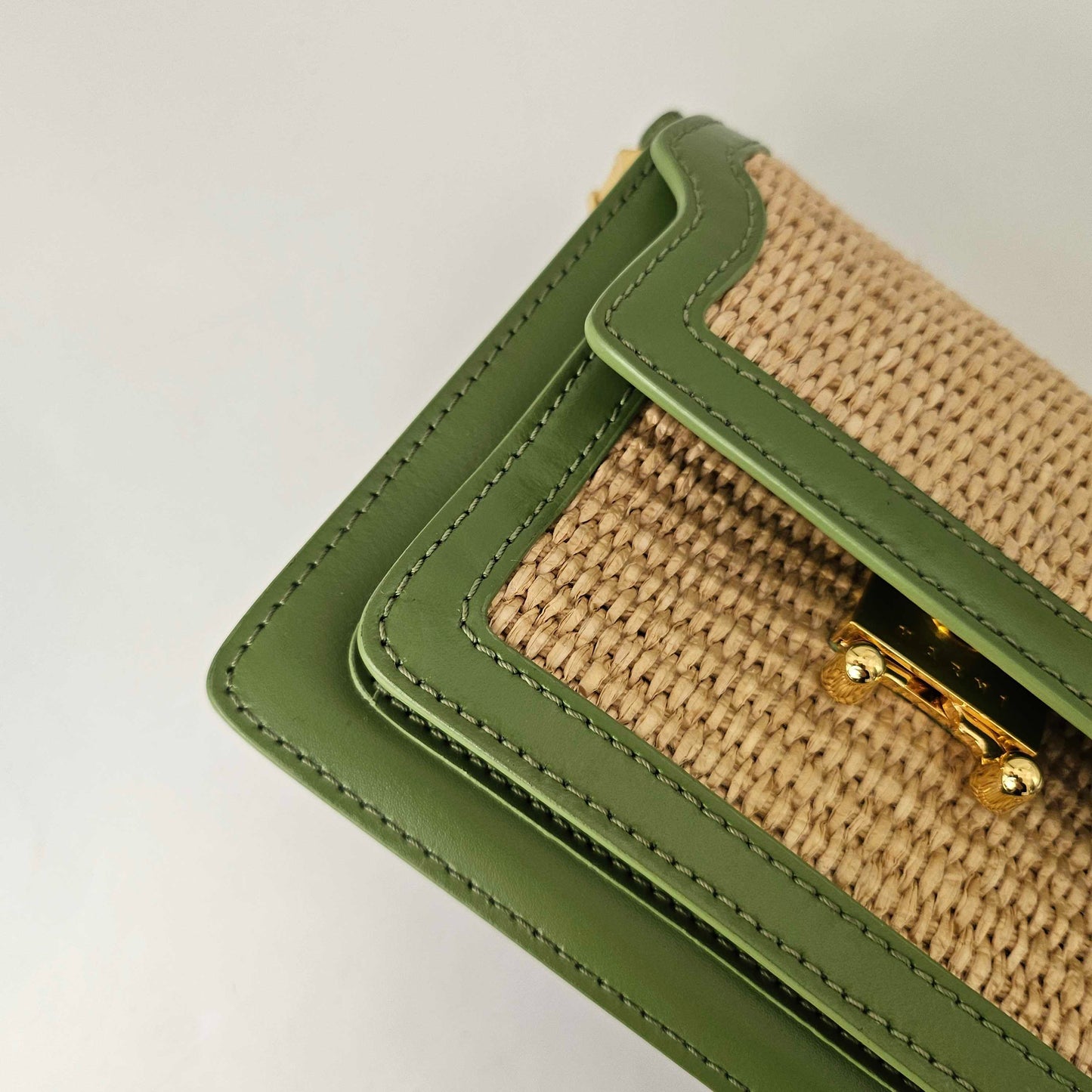 Mini Raffia Trunk Crossbody Bag in Green [ReSale]