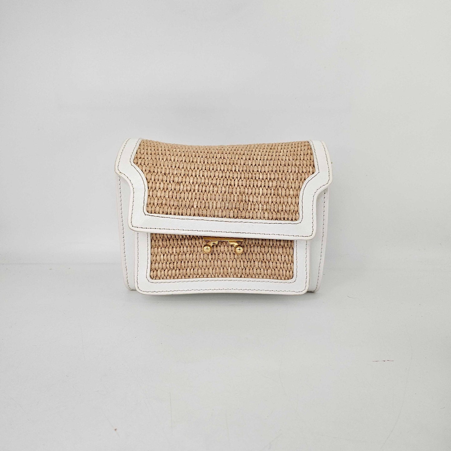 Mini Raffia Trunk Crossbody Bag in White [ReSale]