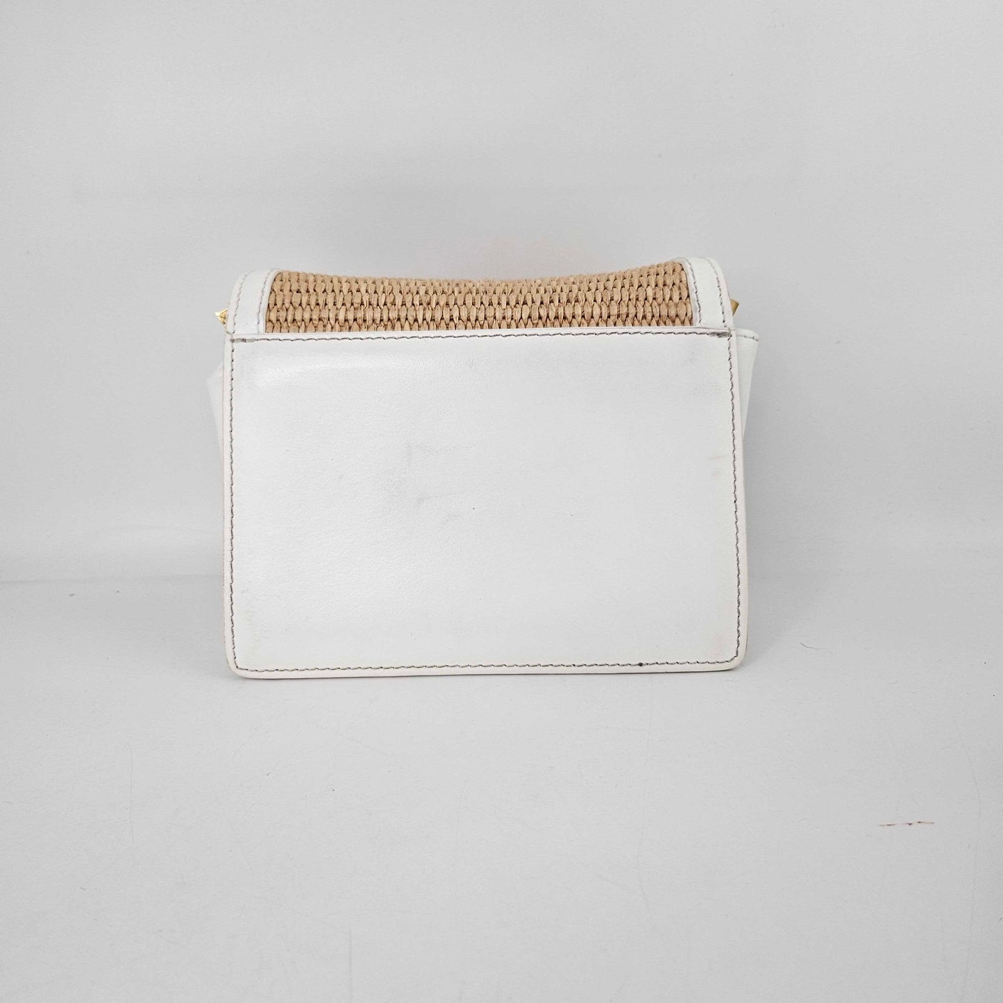 Mini Raffia Trunk Crossbody Bag in White [ReSale]