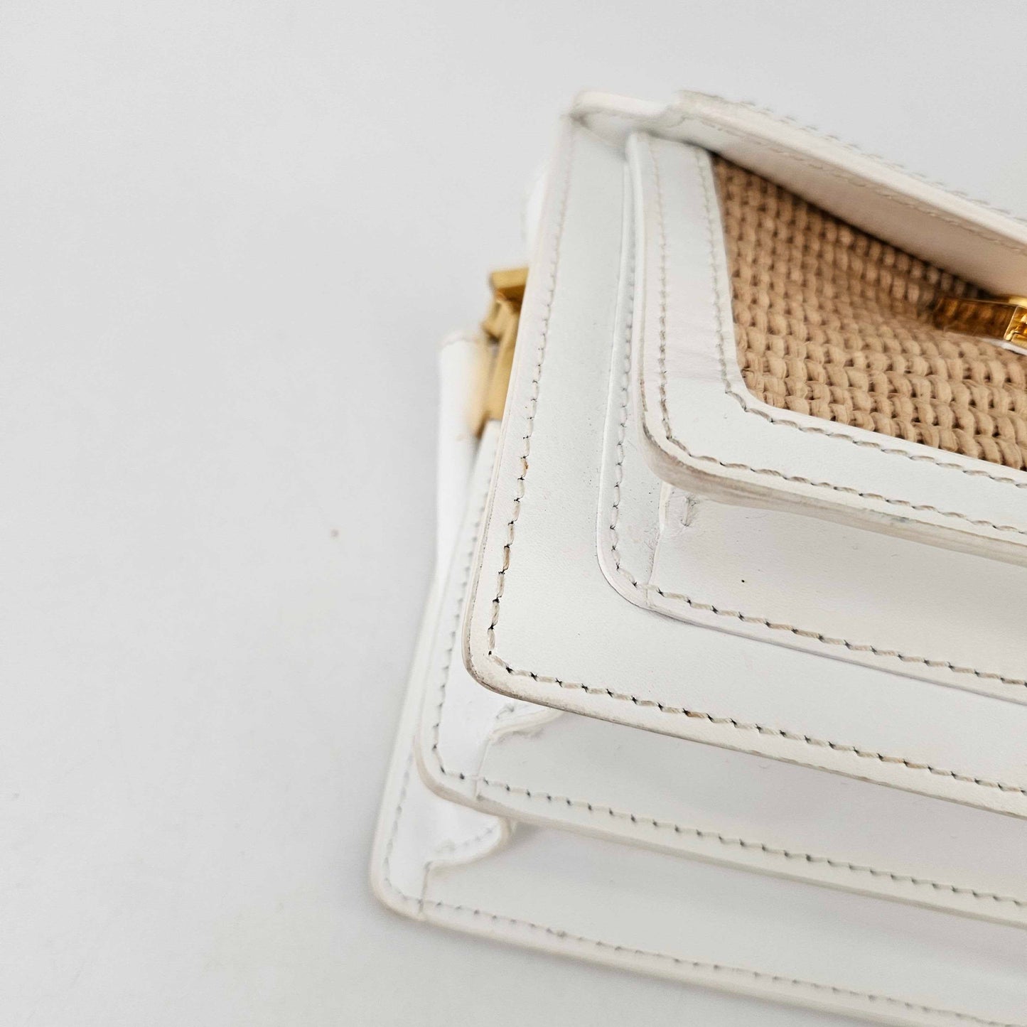 Mini Raffia Trunk Crossbody Bag in White [ReSale]