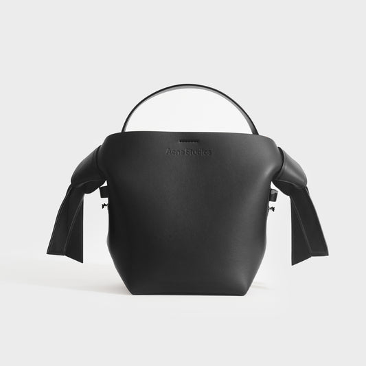 Musubi Mini Knotted Leather Crossbody Bag in Black