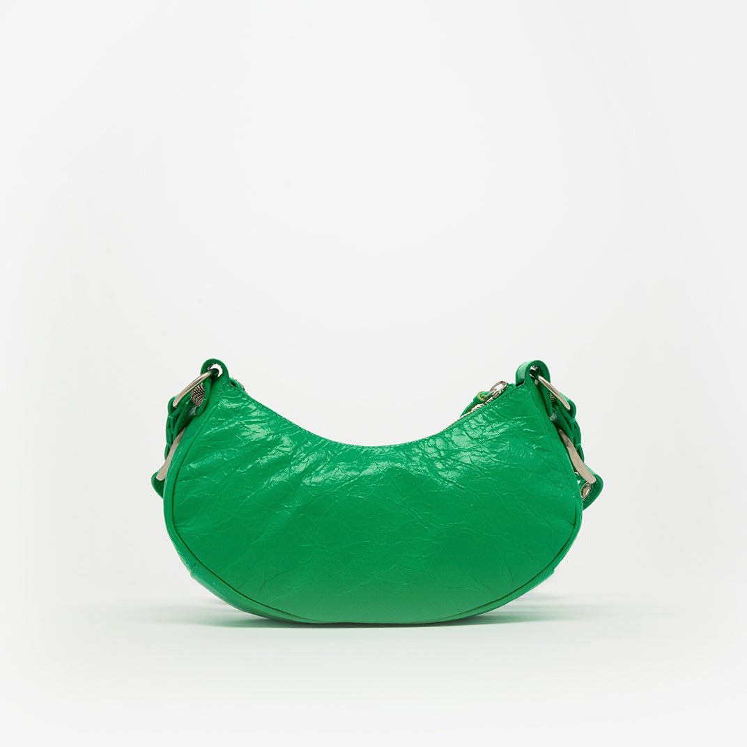 Le Cagole XS Leather Shoulder Bag in Green with Charms