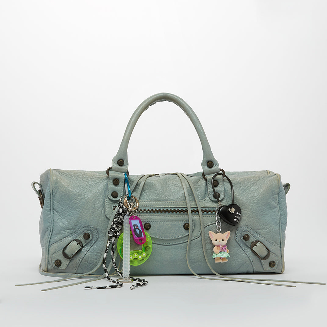 Medium Motorcross Bag in Light Blue with Charms