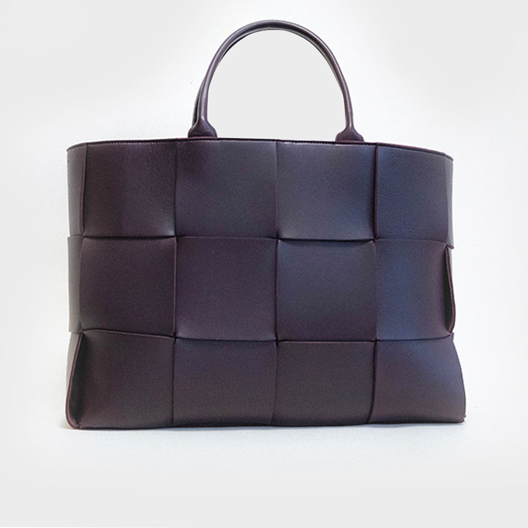 Arco Large Intrecciato Lambskin Tote Bag in Purple