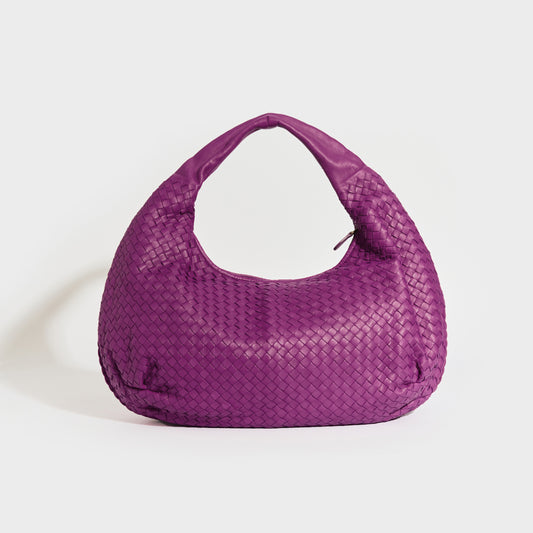 Intrecciato Leather Shoulder Bag in Purple