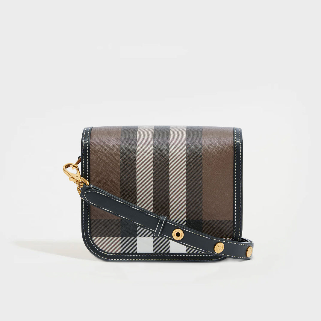 Check and Leather Small Elizabeth Bag in Dark Birch Brown [Resale]