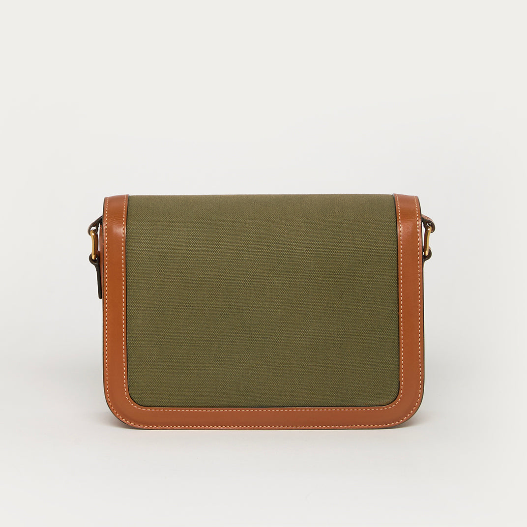 Medium Classique Triomphe Shoulder Bag in Khaki and Tan