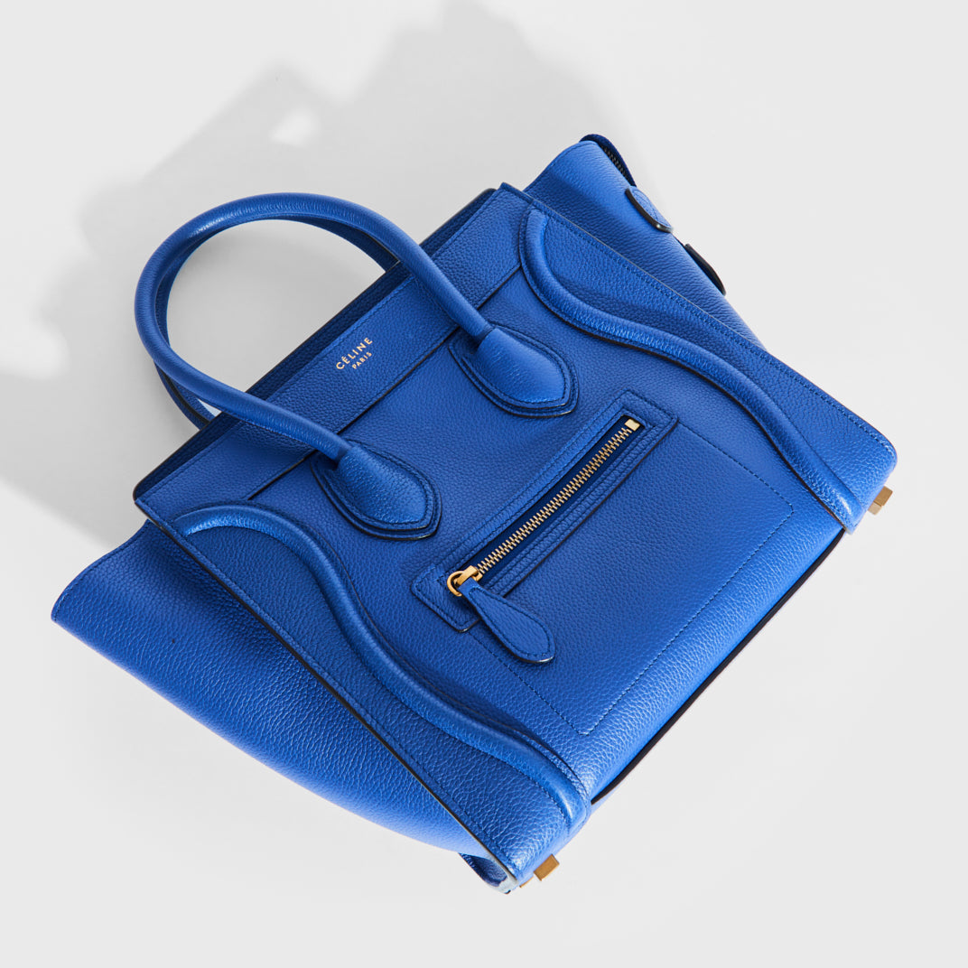 CELINE Micro Luggage Handbag in Blue COCOON