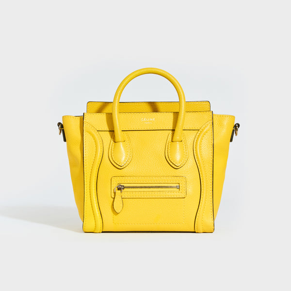 CELINE Nano Luggage Handbag in Yellow COCOON