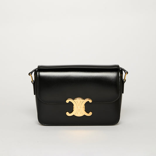 Teen Triomphe Bag in Black Shiny Calfskin