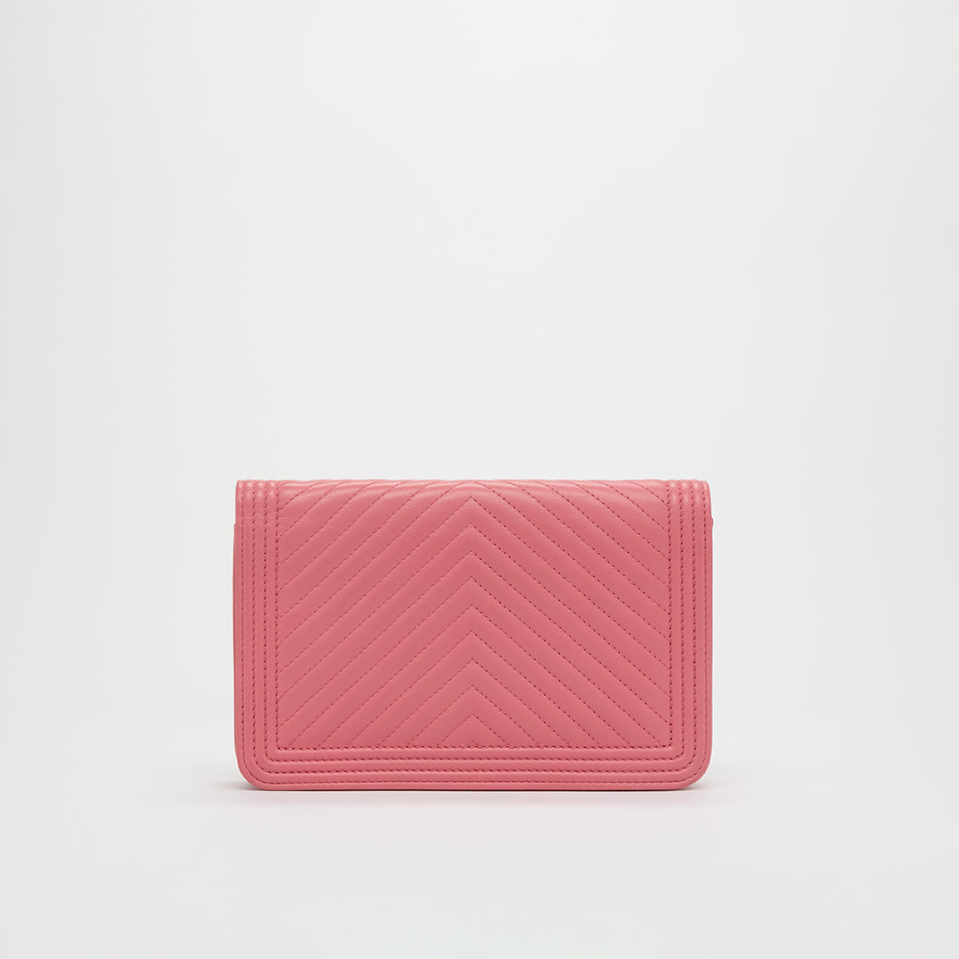 Boy Wallet On Chain in Pink Chevron Leather [ReSale]