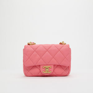 CHANEL CC Funky Town Mini Lambskin Bag in Pink