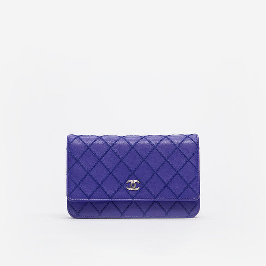 CC Fancy Wallet On Chain in Cobalt Quilted Leather