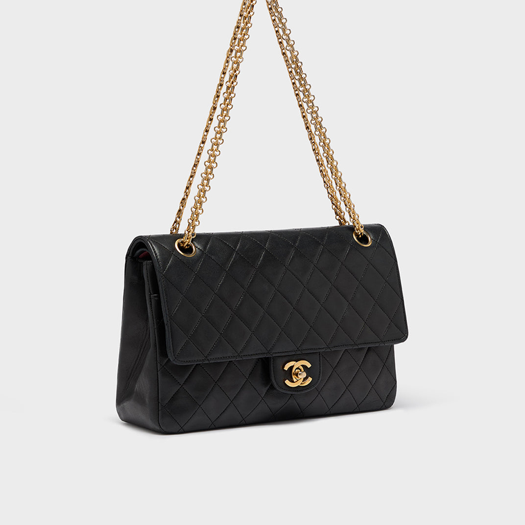 Double Flap Shoulder Bag in Black 1980